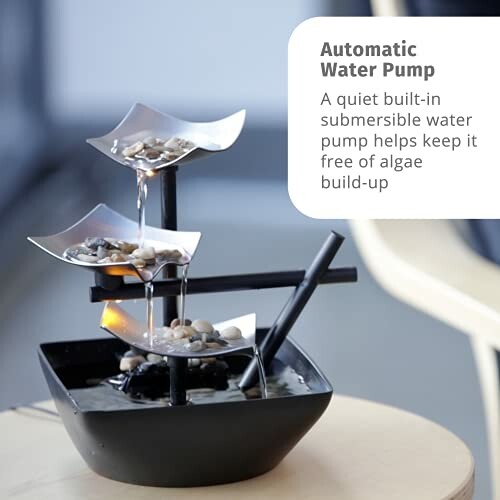 Decorative tabletop water fountain with automatic pump and stones