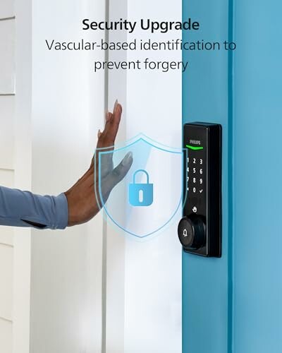 Person using vascular-based identification on a security lock.